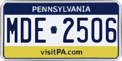 PA license plate MDE2506