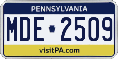 PA license plate MDE2509