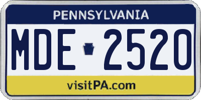 PA license plate MDE2520