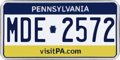 PA license plate MDE2572