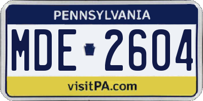 PA license plate MDE2604