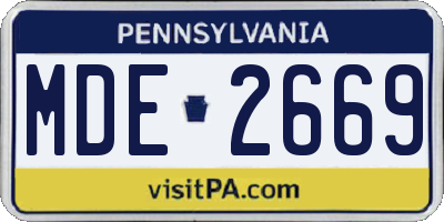 PA license plate MDE2669
