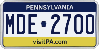 PA license plate MDE2700