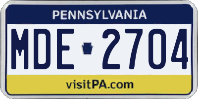 PA license plate MDE2704