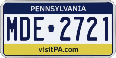 PA license plate MDE2721