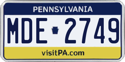 PA license plate MDE2749