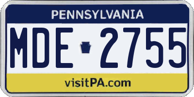 PA license plate MDE2755