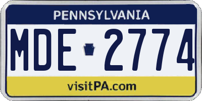 PA license plate MDE2774