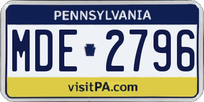 PA license plate MDE2796