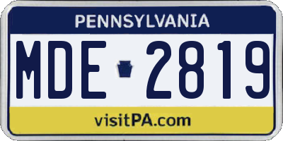 PA license plate MDE2819