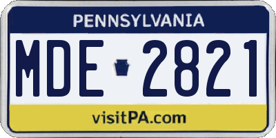 PA license plate MDE2821