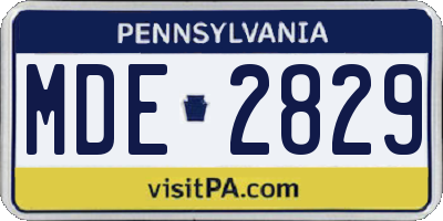 PA license plate MDE2829