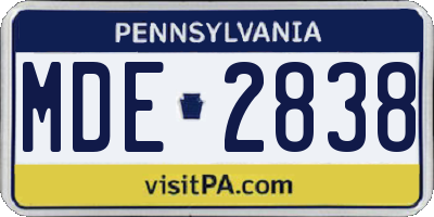 PA license plate MDE2838