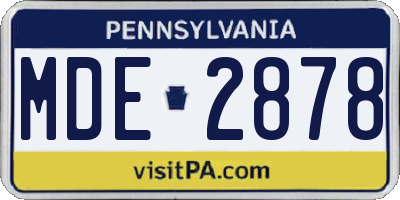 PA license plate MDE2878