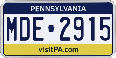 PA license plate MDE2915