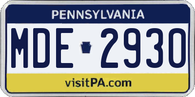 PA license plate MDE2930