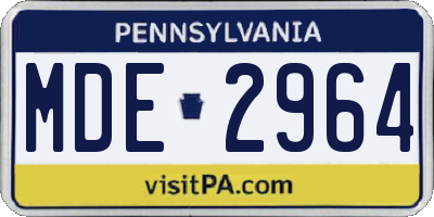 PA license plate MDE2964