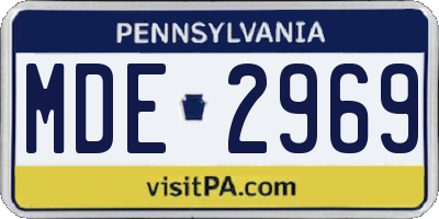 PA license plate MDE2969