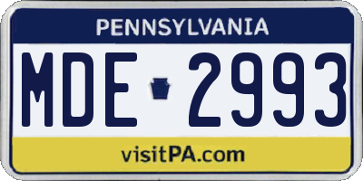 PA license plate MDE2993