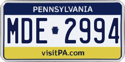 PA license plate MDE2994