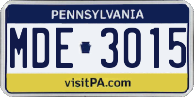 PA license plate MDE3015