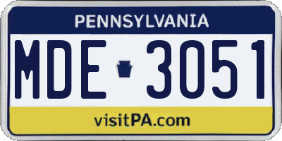 PA license plate MDE3051