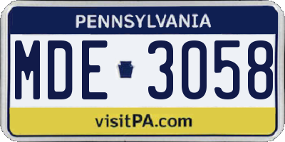 PA license plate MDE3058