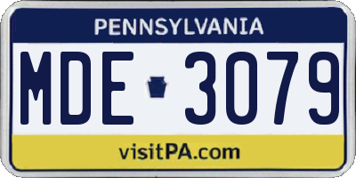 PA license plate MDE3079