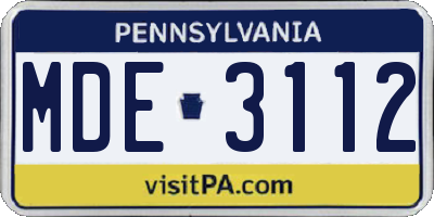 PA license plate MDE3112