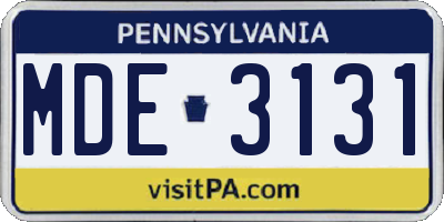 PA license plate MDE3131