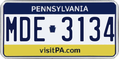 PA license plate MDE3134