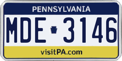 PA license plate MDE3146