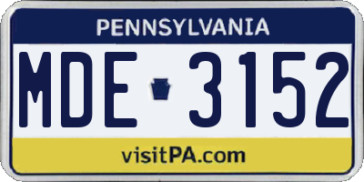 PA license plate MDE3152