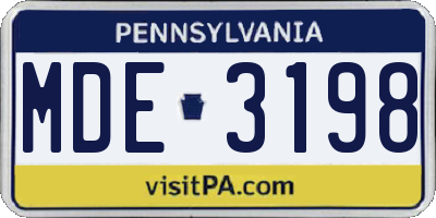 PA license plate MDE3198