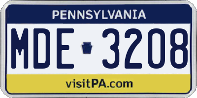 PA license plate MDE3208