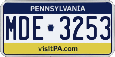 PA license plate MDE3253