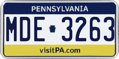 PA license plate MDE3263