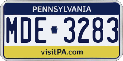 PA license plate MDE3283