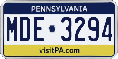 PA license plate MDE3294