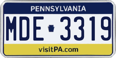 PA license plate MDE3319