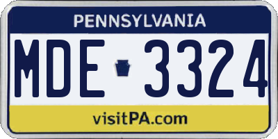 PA license plate MDE3324