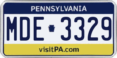 PA license plate MDE3329