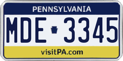 PA license plate MDE3345