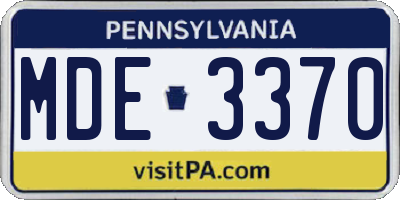 PA license plate MDE3370