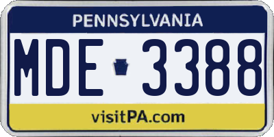 PA license plate MDE3388