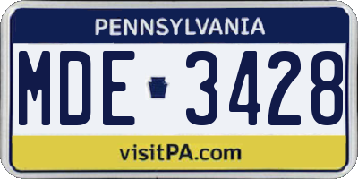 PA license plate MDE3428