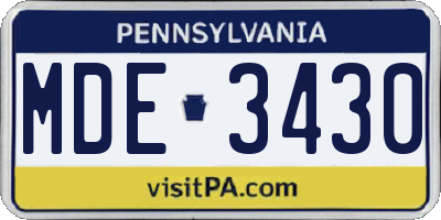 PA license plate MDE3430