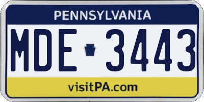 PA license plate MDE3443