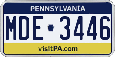 PA license plate MDE3446