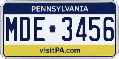 PA license plate MDE3456
